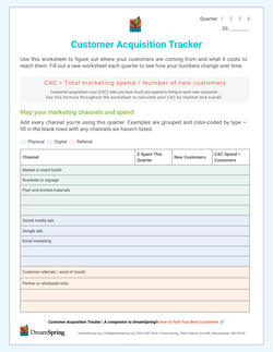 Downloadable Customer Acquisition Tracker