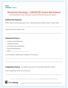 DreamCreative Seasonal Strategy + SMARTIE Goals Worksheet