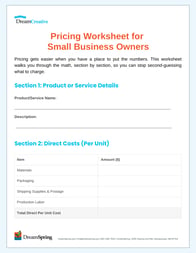 DreamSpring DreamCreative Pricing Worksheet 2026