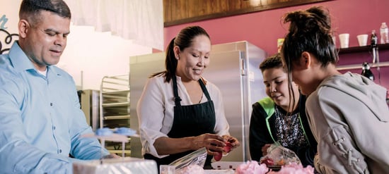 Family working together at a small business